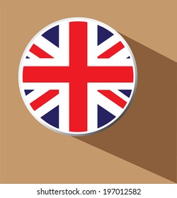 Vector - Union Jack flag button icon with long shadow