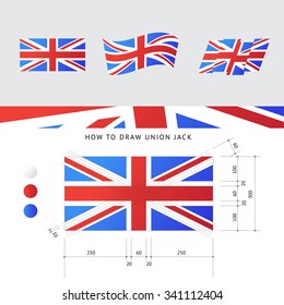 Vector Union Jack flag with precise scheme 
