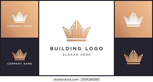 Vector de logotipos e íconos de edificios únicos, se puede utilizar en varios medios fácilmente, editable