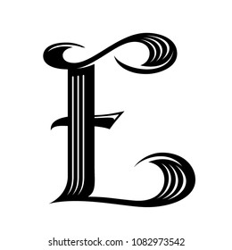 Vector unique custom design Gothic style illustration of E capital English letter