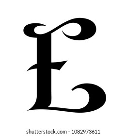 Vector unique custom design Gothic style E capital English letter