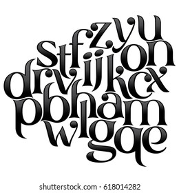 Vector unique custom designed black shiny letters mixed