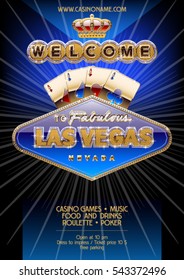 Vector unique flyer for party in casino in Las Vegas