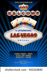 Vector Unique Flyer For Party In Casino In Las Vegas