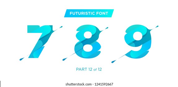Números Futuristas únicos vectoriales. Tipo de Titular Decorativo. Estilo moderno de corte de papel. Limpiar forma geométrica. Fuente de degradado para publicidad, Materiales de marketing únicos, Cartel de promoción creativa. 