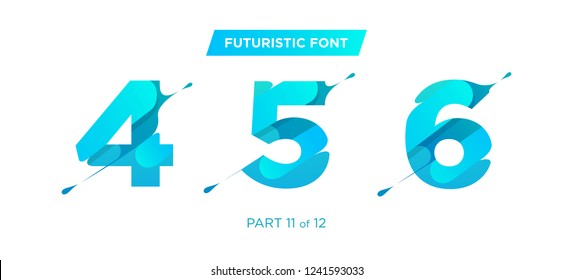 Vector Unique Futuristic Numbers. Decorative Headline Typeface. Trendy Paper Cut Style. Clean Geometric Shape. Gradient Font for Advertising, Unique Marketing Materials, Creative Promotion Poster. 