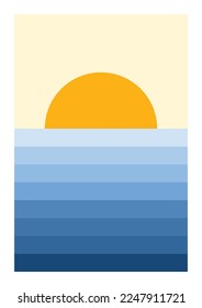 Vector unique geometric ocean sunset