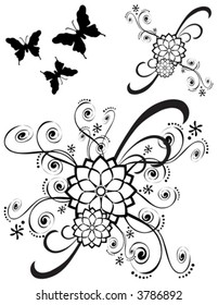 Vector Unique graphics useful as decorations, ornaments and separators. Black designs on a white background.