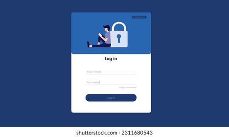 página de inicio única de vector con registro de bloqueo en el formulario ui ux diseño