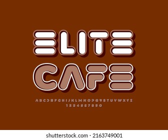 Logo exclusivo del vector Elite Cafe. Estilo abstracto Tipo de letra. Letras y números de alfabeto retro