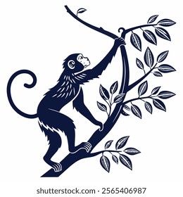 Vector unique monkey image silhouette on white background