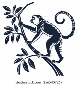 Vector unique monkey image silhouette on white background