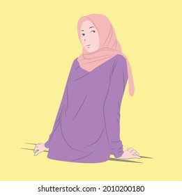 vector with unique style and character. women with fashionable clothes and look elegant