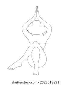 vector unit of young woman doing yoga pose on white background