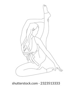 unidad vectorial de una joven que hace yoga posar sobre fondo blanco