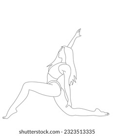 Vektorgrafik einer jungen Frau, die Yoga-Pose auf weißem Hintergrund macht