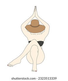 vector unit of young woman doing yoga pose on white background