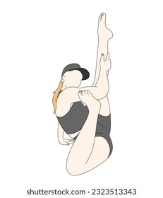unidad vectorial de una joven que hace yoga posar sobre fondo blanco