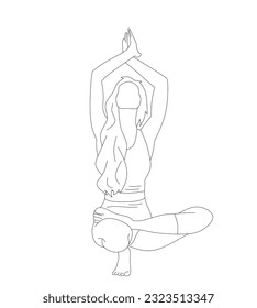 unidad vectorial de una joven que hace yoga posar sobre fondo blanco