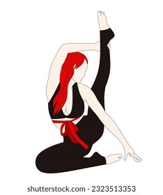 unidad vectorial de una joven que hace yoga posar sobre fondo blanco