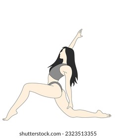 vector unit of young woman doing yoga pose on white background