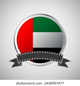 Vector United Arab Emirates Round Flag Banner Vector Illustration