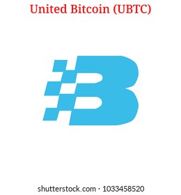Vector United Bitcoin (UBTC) digital cryptocurrency logo. United Bitcoin (UBTC) icon. Vector illustration isolated on white background.