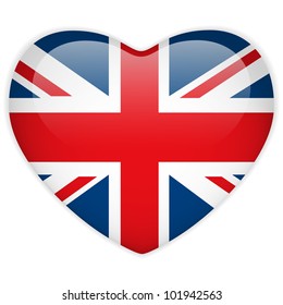 Vector - United Kingdom Flag Heart Glossy Button