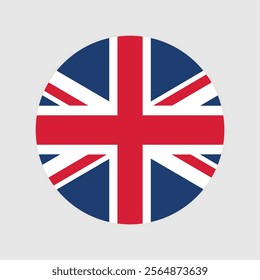 vector United Kingdom National Flag icon. Round flag of United Kingdom on Gray Background.