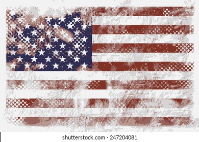 VECTOR: United state of America grunge flag on the vintage paper using for background