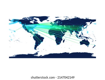 Vector United States of America map on white background suitable for technology, innovation or export concepts. File is suitable for digital editing and large size prints.