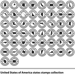 Vector Of United States Of America States In Stamps