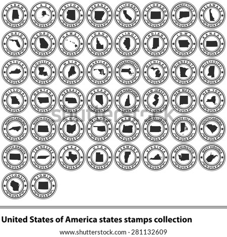 Vector of United States of America states in stamps