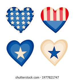 Vector United States flag in the shape of a heart. Love USA Flag