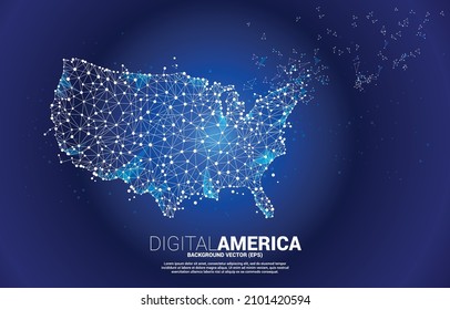 Vector United States map from Polygon dot connect line. Concept for America digital network connection.