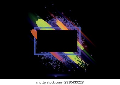 Vector universal background, banner with frame and place for text. Hand drawn grunge texture