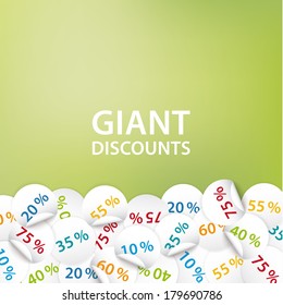 Vector universal banner for your promotion. Composition of sale stickers up to 75 %. Abstract neutral banner with place for your text.