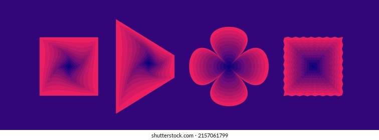 Vector universal groovy vintage geometric psychedelic shapes set