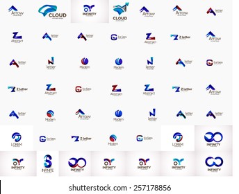 Vector universal mega set of company logos - infinity, letters, loops and other