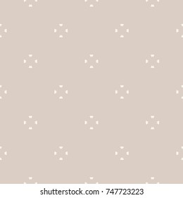 Vector universal seamless pattern. Simple light geometric texture. Abstract pastel minimalist background with small floral shapes, beige colors. Design element for decor, prints, textile, fabric, web 
