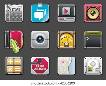 Vector universal square icons. Part 2 (gray background)