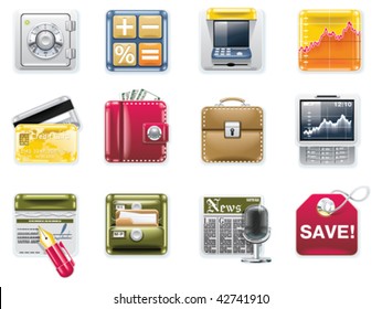 Vector universal square icons. Part 6. Banking (white background)