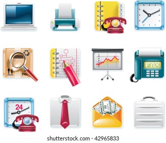 Vector universal square icons. Part 9.  Business and office (white background)