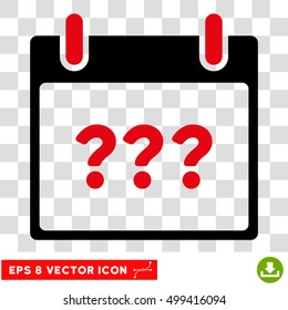 Vector Unknown Day Calendar Page EPS vector pictogram. Illustration style is flat iconic bicolor intensive red and black symbol on a transparent background.