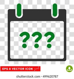Vector Unknown Day Calendar Page EPS vector icon. Illustration style is flat iconic bicolor green and gray symbol on a transparent background.