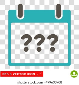 Vector Unknown Day Calendar Page EPS vector icon. Illustration style is flat iconic bicolor grey and cyan symbol on a transparent background.