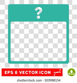 Vector Unknown Day Calendar Page EPS vector pictograph. Illustration style is flat iconic cyan symbol on a transparent background.