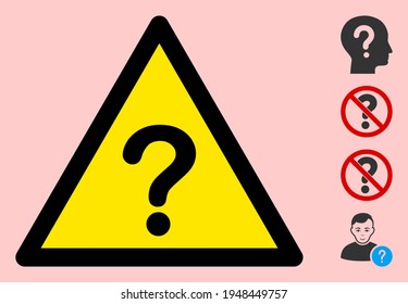 Vector Unknown Flat Warning Sign. Triangle Icon Uses Black And Yellow Colors. Symbol Style Is A Flat Unknown Hazard Sign On A Pink Background. Icons Designed For Careful Signals, Road Signs,