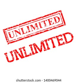 Vector Unlimited, 2 style Scratch Red Rubber Stamp, isolated on white