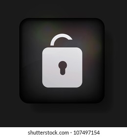 Vector unlock icon on black. Eps 10